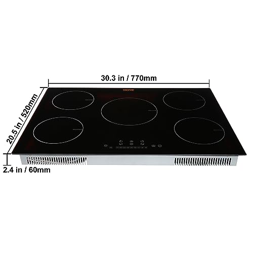 Vevor INDUCTION COOKTOP 30 INCH 5 BURNERS Built-In Induction Electric Stove Top 30 Inch,5 Burners Electric Cooktop,9 Power Levels & Sensor Touch Control,Easy To Clean Ceramic Glass Surface,Child Safety Lock,240V thumb #7