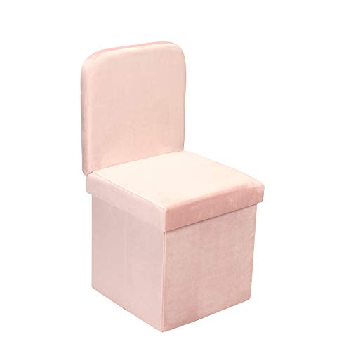 Bonlife Taburete Plegable de Almacenamiento con Respaldo de Asiento, para Ahorrar Espacio, para Asiento y Reposapiés (Rosa)