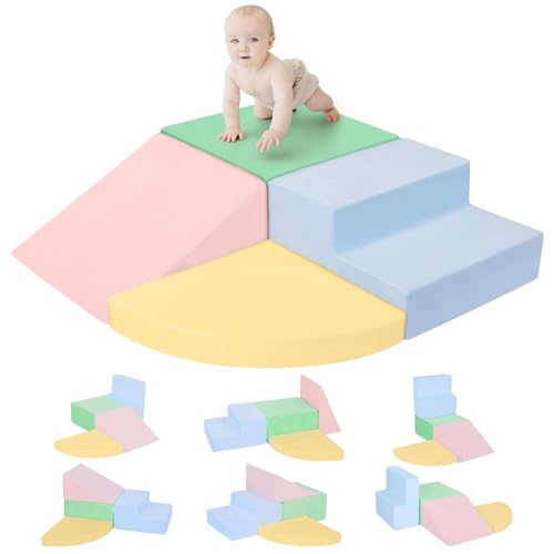 CAMELUS Climbing Toys for 1 Year Old, Foam Baby Climbing Blocks for Toddlers, 4-Piece Soft Play Set Toddler Climbing Toys Indoor, Climb Crawl Activity Play Set, Birthday by CAMELUS - Used condition - US$55.79