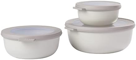 Mepal  Multi Bowl Cirqula 3-Piece Set  Food Storage Container with Lid - Suitable as Airtight Storage Box for Fridge & Freezer, Microwave Container & Servable Dish - 350, 750, 1250ml - Nordic Green