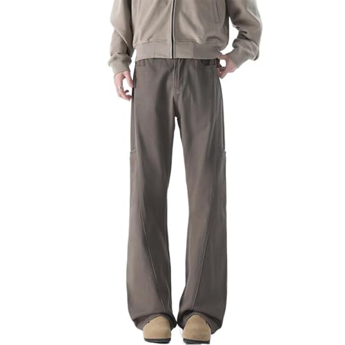 Men's Jeans Spring Summer American Retro Brown Denim Loose Straight Long Pants for Men