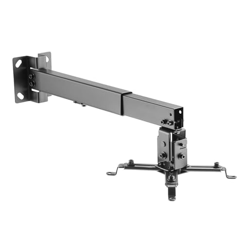 Wiltec Supporto per proiettore soffitto parete 20kg, girevole, Staffa videoproiettore 43-65cm