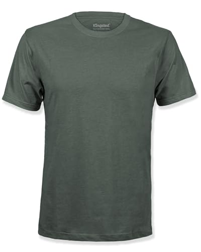 Kingsted Olive Green T-Shirts for Men - Royally Comfortable - Super Soft Cotton Blend - Short Sleeve Tagless Crewneck (Single, Olive, Large)