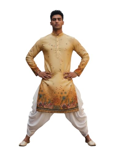 Image of Trustous Men's Printed Kurta Dhoti Set Traditional Ethnic Wear for Festivals & Weddings | Men's Stylish Printed Kurta with Dhoti Set | Traditional Indian Ethnic Wear for Men