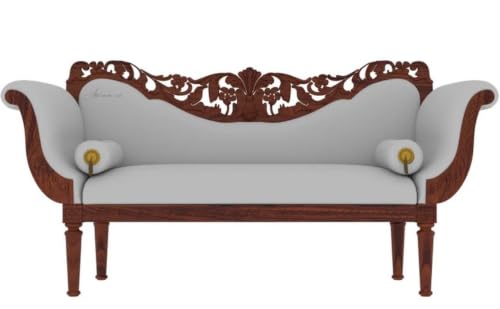 Image of Victorian Style Chaise Lounge, Tufted Cream Upholstery, Mahogany Wood Frame, Classic Living Room Furniture (Light Grey)