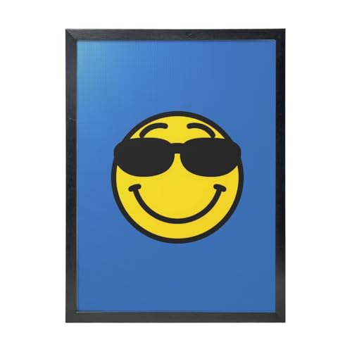 カラフル ニコちゃんマーク (1) 黒枠装飾画 30x40cm リゾートハウス ポリ塩化ビニル製 カスタマイズ可 簡単設置