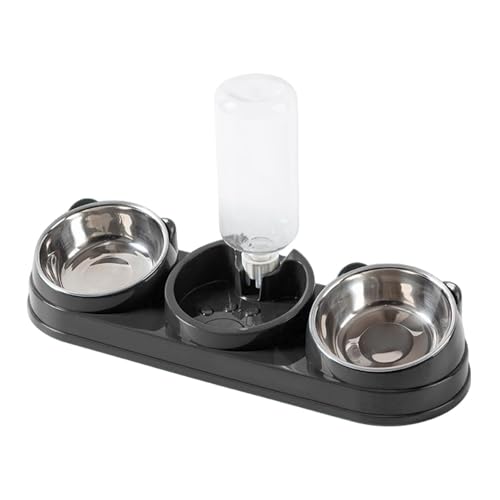Gamelles triples pour chat avec distributeur d'eau surélevées pour petits chiens lapins - 2