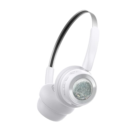 BEVCEFCC Cuffie Bluetooth sovrauricolari, pieghevoli, wireless, vestibilità comoda, pieghevoli, leggere, cuffie Bluetooth con microfono per telefono PC da viaggio (bianco)