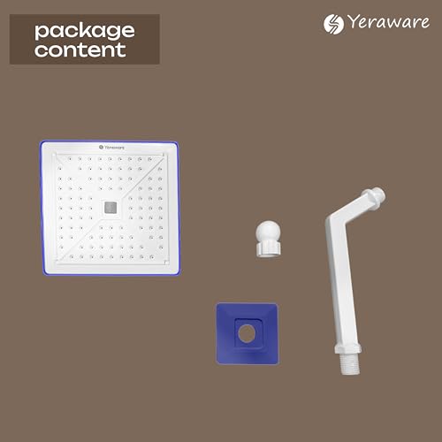 Image of YERAWAR Wall Mounted Overhead Shower Head | High Pressure Rain Shower | ABS Material Body | Anti-Clog Nozzles | Easy Install Bathroom Shower for Home & Hotel (Blue, 4 X 4 Inch)
