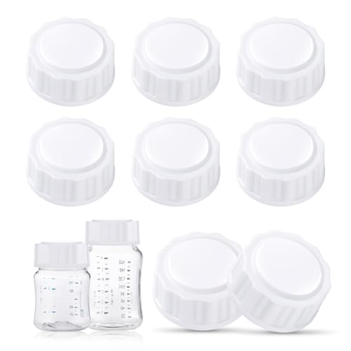 BULGILIA (8 Pcs) Travel Bottle Caps Compatible with Avent Baby Bottles, Bottle Lids Replacement & Storage, White