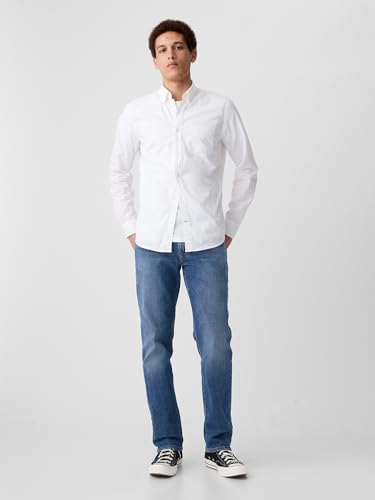 Image of Gap Men Solid Slim fit Long Sleeve Collared Neck Shirt