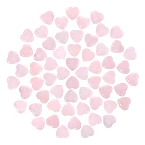 Guiqulai 60 Pcs Rose Quartz Crystals Heart Natural Polished Crystal 0.8 Inch Mini Healing Stone Worry Stone Bulk Love Carved Palm Thumb Gemstone for Reiki Energy Balancing Meditation(Pink)