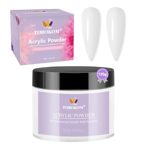 TOROKOM 120g Polvo acrílico - polvo acrílico para uñas Aplicación acrílica para uñas Extensión para uñas Manicura francesa tallado de uñas