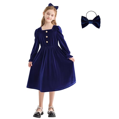 Vestidos de terciopelo para niñas Rolanko cómodos con bolsillos que no pican para Navidad