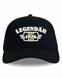 tshirtladen Basecap Geburtsjahr 1926 Bestickte Kopfbedeckung Recyceltes Material Legendär Seit 1926 Unisex 5-Panel Klettverschluss Verstellbar 53-61 cm Rentner, Geburtstag, Jahrestag SCHWARZ