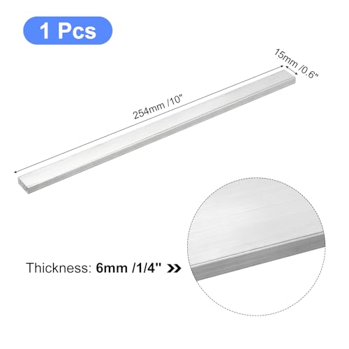 Image of uxcell Square Aluminum Flat Bar, 1 /4 inch Thick 0.6 inch Width 10 inch Length Square Aluminum Bar 6061 Aluminum Flat Plate, 6 x 15 x 254mm T6511 Solid New Mill Stock for Industrial Building