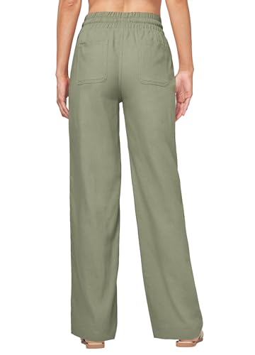 Image of Willit Women Linen Pants Wide Leg Casual Palazzo Pants Cotton Linen Lounge Beach Summer Pants with Pockets 29 inch /31 inch / 33 inch