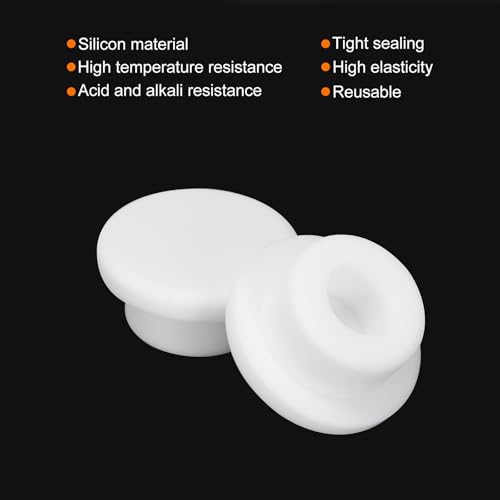 Image of MECCANIXITY High Temp Silicone Plug Mount Dia 23mm /0.91 Inch T Shaped Rubber Stopper Hole Plugs for Powder Coating Plating Waterproof Sealing Plugs White Pack of 10(OD 33mm /1.3 Inch)