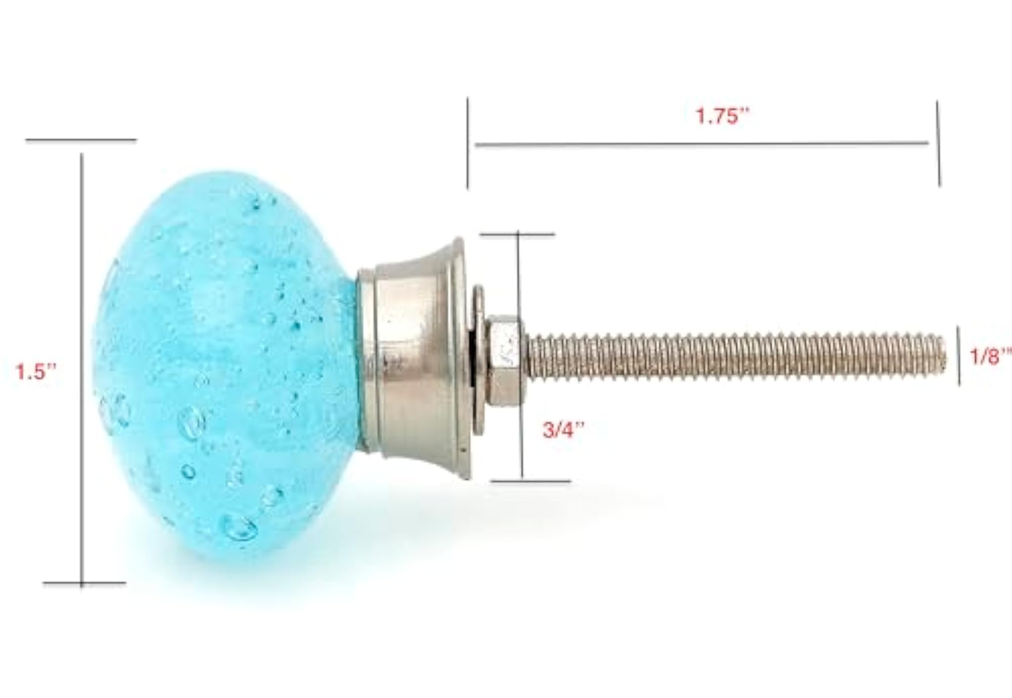 Aqua Blue Bubbles Glass Decorative Drawer Knobs, Pack of 6