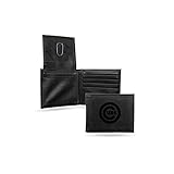 Rico Industries Cubs Laser Engraved Black Billfold Wallet