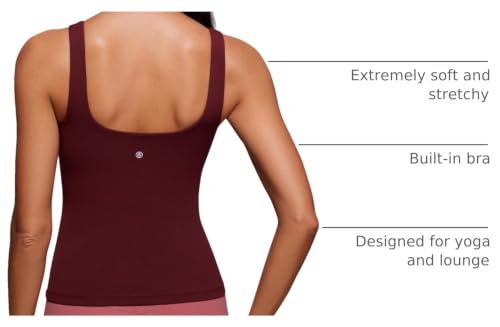 Image of CRZ YOGA Butterluxe Scoop Neck Tank Tops | Light Support, Built in Bra, Removable Pads, Yoga, Extremely Soft, U Back, Wide Straps, for Women