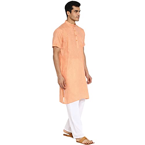 Image of Royal Kurta Mens Linen Half Sleeved Long Ethnic Kurta