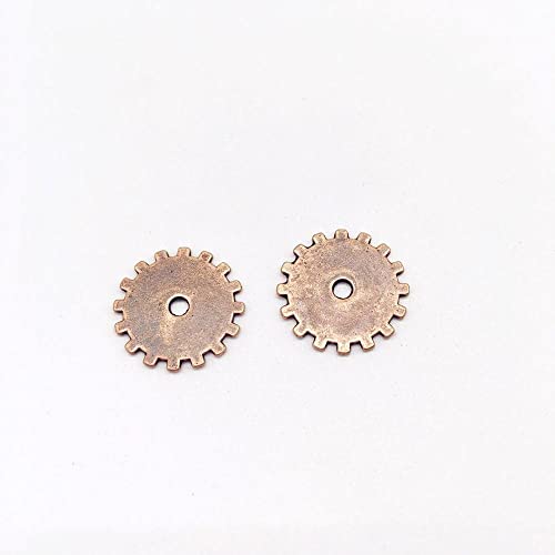 Vintage 8 Pcs Gear Charms Punk Gear Pendants Fit DIY Handmade Necklace Earring Bracelet Charms Jewelry Making 20x20mm - (Metal Color: Ancient Red Copper)