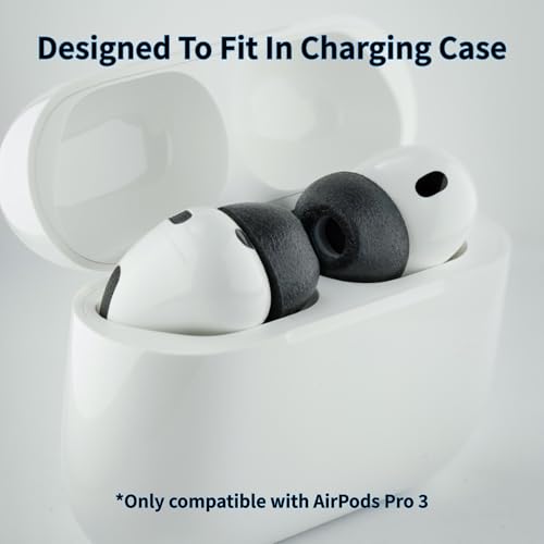 Image of Comply TrueGrip MAX | Premium Memory Foam Replacement Earbud Tips for Apple AirPods Pro Gen 3 | Long Lasting Comfort, MAX Durability, Secure Fit, Superior Noise Isolation| Black (Medium) (3 Pairs)