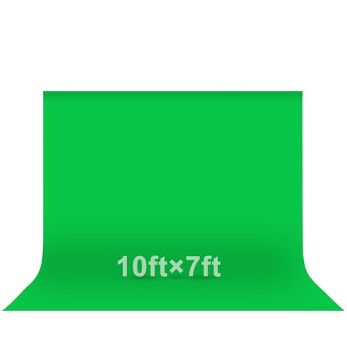 EMART Green Screen Photo Backdrop, 10x7 ft Photoshoot Backdrop Chroma Key Green Screen Polyester Cloth Fabric Curtain for Background Removal, Zoom Meeting, Photo Video Studio, Live Streaming