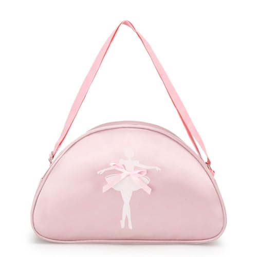 FASHION YO Girls Kids Children Ballet Dance Bag Pink Ballerina Handbag Tote Gymnastics Sports Duffel Bag Crossbody Shoulder School Bag Light Weight Carry-on Luggage (Pink)