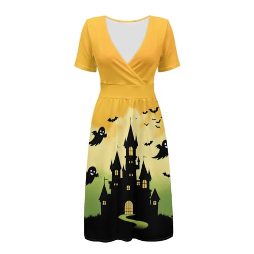 Image of Women's Summer Dresses Short Sleeve Formal Dresses with Pockets