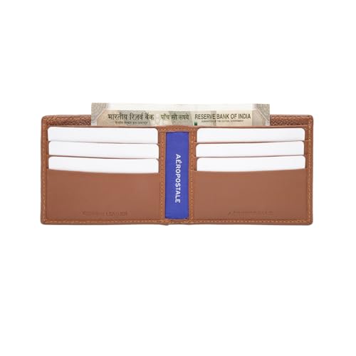 Image of Aeropostale Men's SLIMFOLD Wallet Tucson - Tan | Pebbled Leather | Formal & Minimalist Carry | Ideal for Gifting