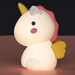 Czemo Unicornio Luz Nocturna Infantil Recargable Lámpara de Noche LED Luz Quitamiedos para Bebé con Colores Portátil Luz de Noche USB Quitamiedos para Niños, Dormitorio, Regalo