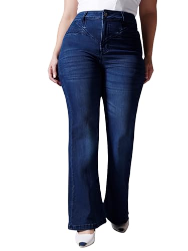 Image of Miss Chase A+ Women's High Rise Regular-Length Stretchable Denim Wide-Leg Shaping Jeans