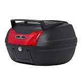 Baúl de Moto Universal, Cerradura Superior Estuche de Almacenamiento 48L con Respaldo y Soporte Blandos, Impermeable, Puede Contener 2 Cascos, Desmontaje Rápido