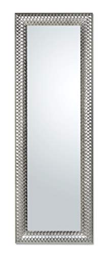 MO.WA Espejo de Pared 50x145 Plata Moderno Made in Italy Espejo Largo Espejo Marco de Madera Plateado Espejos Grandes vestidor Pasillo recibidor Espejo Mural Decorativo Made in Italy