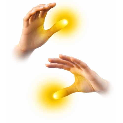 Image of MilesMagic Set of 2 Magic Light Up Thumb Tip | Lights from Everywhere | Easy to Do Flash Lights from Anywhere Close Up Routines Finger Illusion Magic Trick (Yellow)