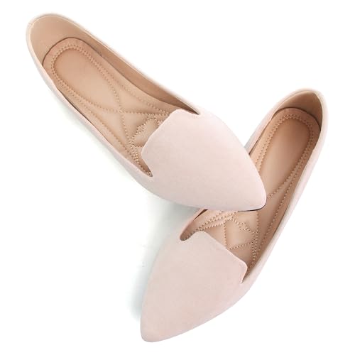Dear Time Women's Pointed Toe Ballet Flat Shoes Simple Casual Office Work Shoes Slip-on Comfortable Shoes