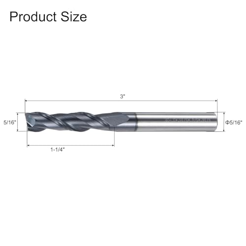 Image of uxcell 2pcs End Mill 5 /16 inch x 1-1 /4 inch 2 Flutes Spiral Helical Groove Tungsten Steel Straight Shank CNC Milling Bits for Aluminum Steel Cutting Metalworking
