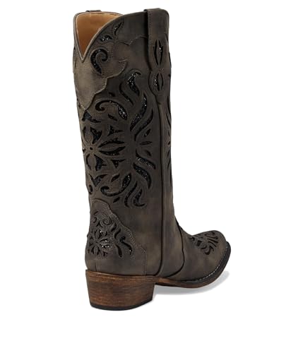 Image of ROPER Womens Riley Glitz Glitter Underlay Snip Toe Casual Boots Mid Calf Low Heel 1-2 inch - Off White