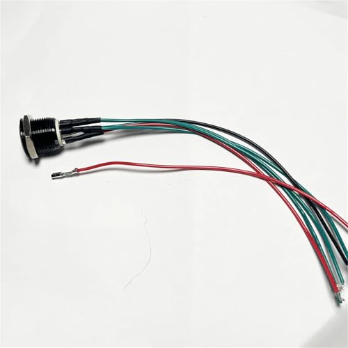 Interruptor pulsador de aluminio anodizado negro de 16mm con LED 24V 4