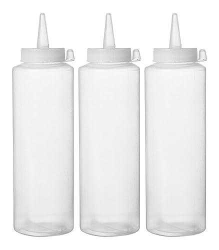 HENDI Spenderflasche, Stückzahl: 3, Easy Squeeze, für Saucen, Squeeze Flasche, Quetschflasche, Dosierflasche, 350ml, ø55x(H)205mm, Polyethylen, Polypropylen Kappe, Transparent (Packung mit 5)