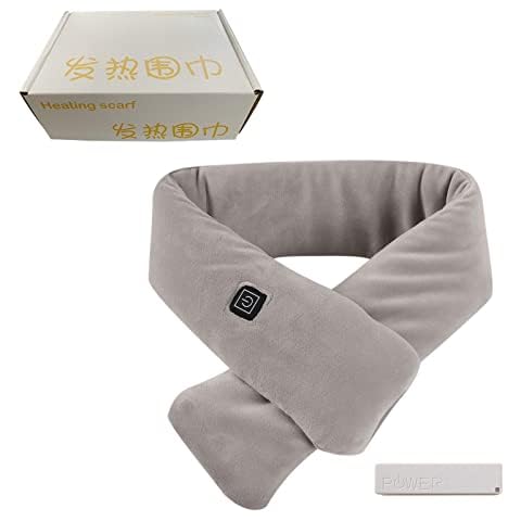 Heated Scarf with Power Bank,Women Men Heating Scarf Washable Winter Warm Velvet Heated Neck Wrap Rechargeable Heating Scarves Electric USB Heated Neck Warmer UK Cover