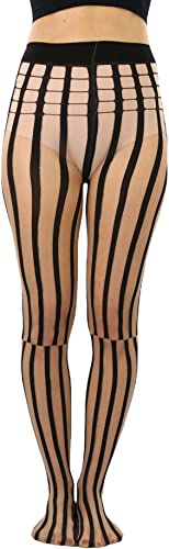 Image of ToBeInStyle Womens High Fashion Sheer Full Footed Vertical Stripe Tights