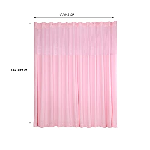 TFCFL Room Divider Curtain, 9ft Wide x 8ft Tall Polyester Flame Retardant Medical Curtains, Privacy Cubicle Curtain with Mesh Top & 18 Hooks for Hospital Clinic SPA Lab School Nursery (1 Panel, Pink) - Thumbnail 4