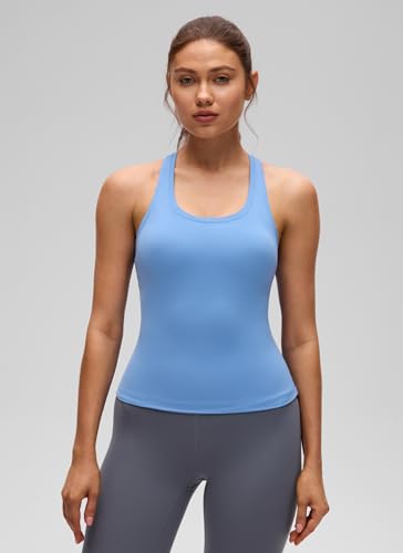 Image of CRZ YOGA Butterluxe Racerback Tank Waist Length | Yoga, Extremely Soft, Tight Fit, Scoop Neck, Sleeveless Tops for Women