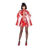 My Other Me - Disfraz para mujer adulto de Geisha con kimono y cinturón en rojo y rosa talla XS. Transpórtate a un mundo de elegancia y tradición oriental