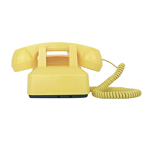 Telpal Retro Single Line Corded Desk Telephone Classic Vintage Rotary Dial Hands Free Landline Phone For Home/Office/Hotel, Antique Phones For Seniors Gift (Yellow) #TOP5