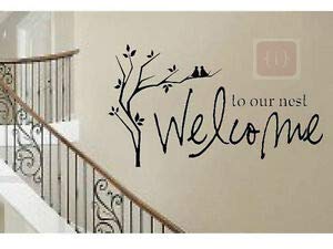 ISEE 360®Welcome to Our NEST Words Wall Decal Lettering Sticky Sticker Quote Decor (Black) Vinyl Sticker L X H 30 x 50 cm