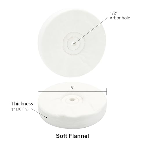 Image of SCOTTCHEN Polishing Wheel 6 inch x 1 /2 inch Arbor Soft Flannel 30plys for Bench Grinder - 2 Pack